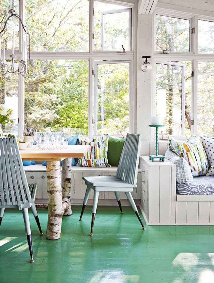 cheerful cabin dining interior