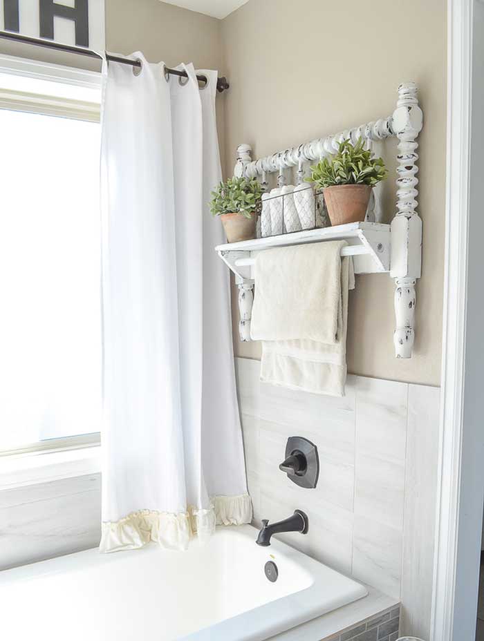 diy bed frame towel holder