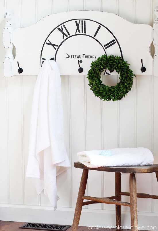 diy headboard bathroom towel decor