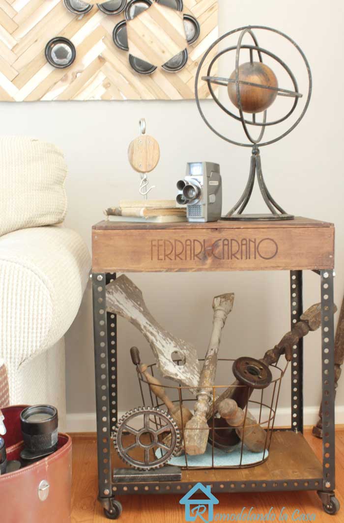 industrial crate side table