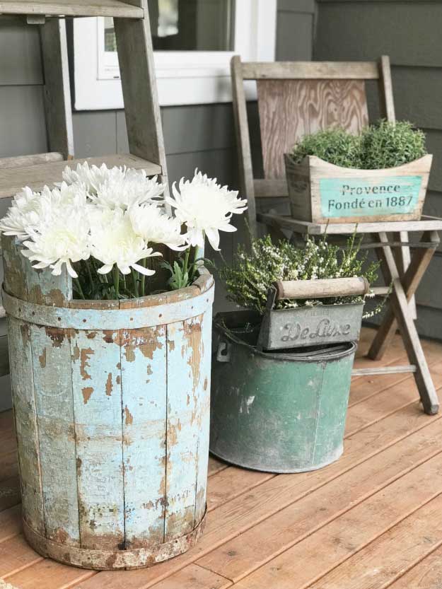 Outdoor Rustic Vintage Flower Containers 