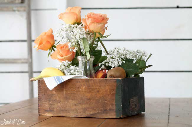 vintage crate centerpiece