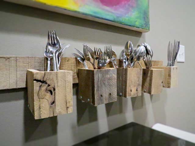 pallet wood silverware storage