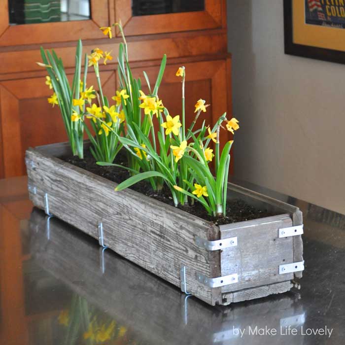 rustic industrial wooden box planter