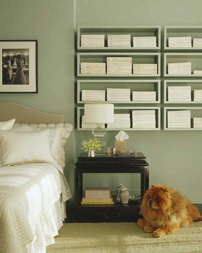 relaxed and tranquil sage green rustic bedroom