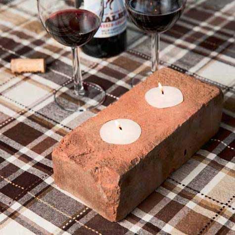 brick tea light candle holder