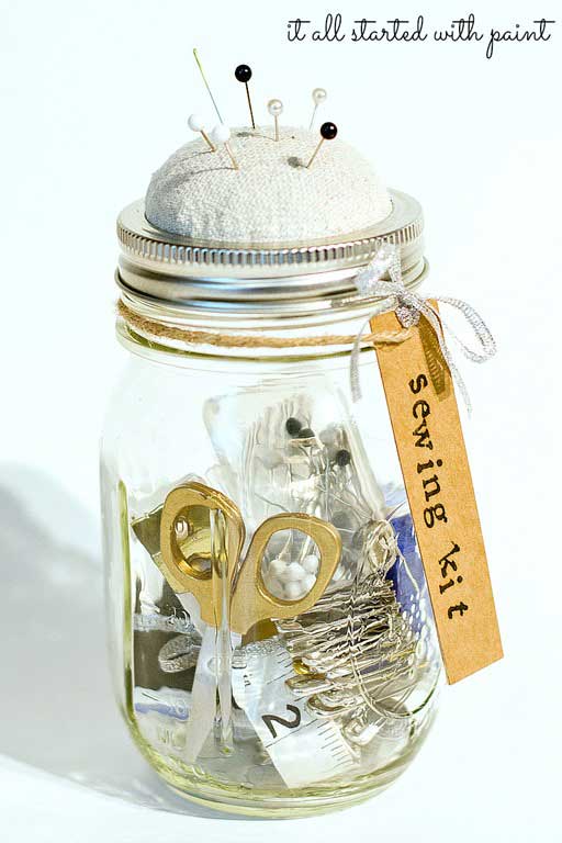 mason jar sewing kit