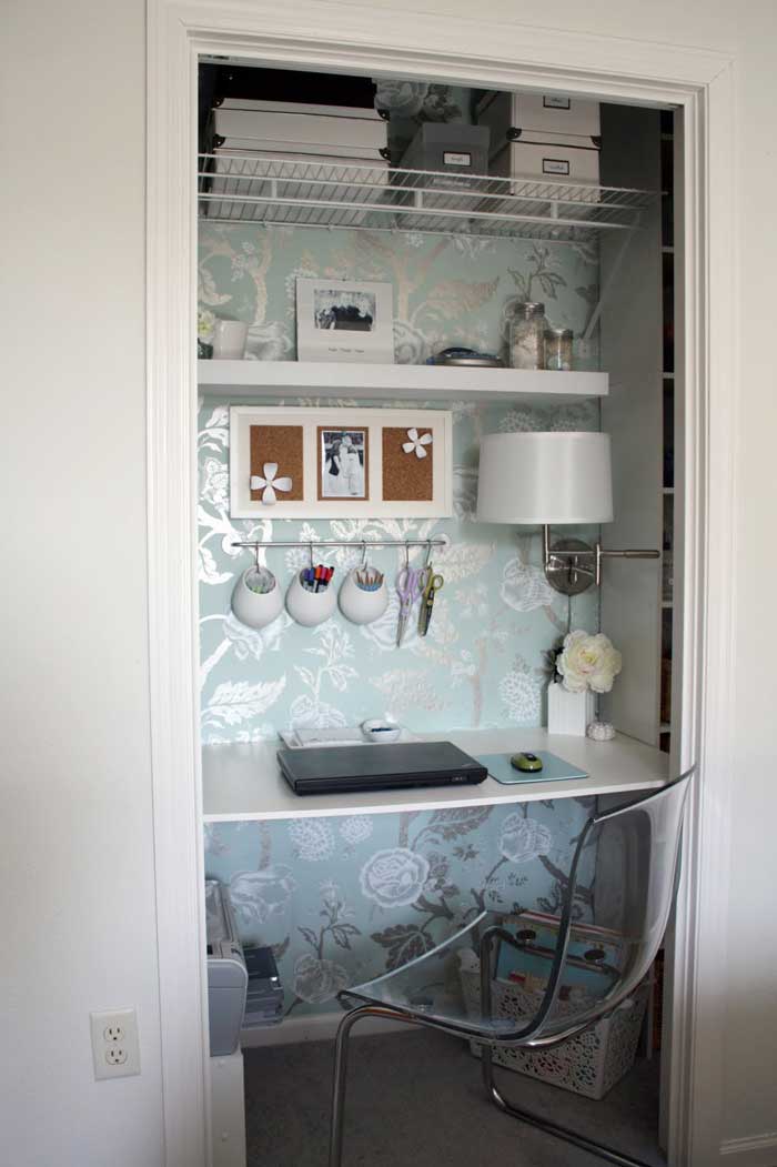 single door closet craft nook