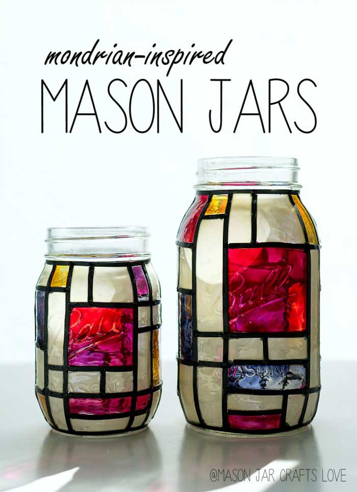 stained glass mason jar decor