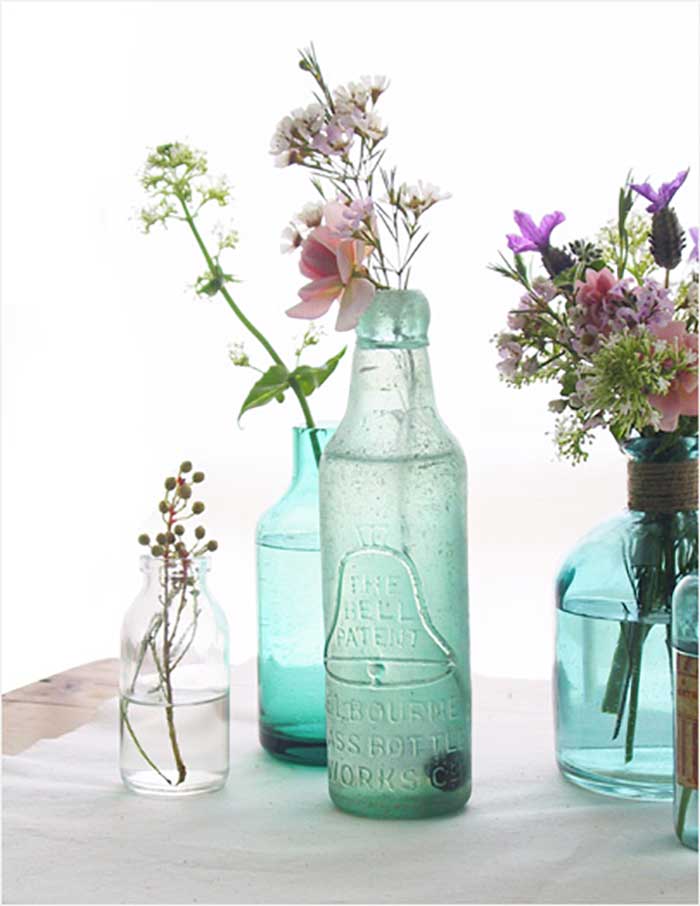 vintage bottle floral vases