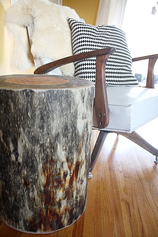 diy wood stump side table