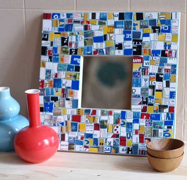 recycled credit card mosaic picture frame