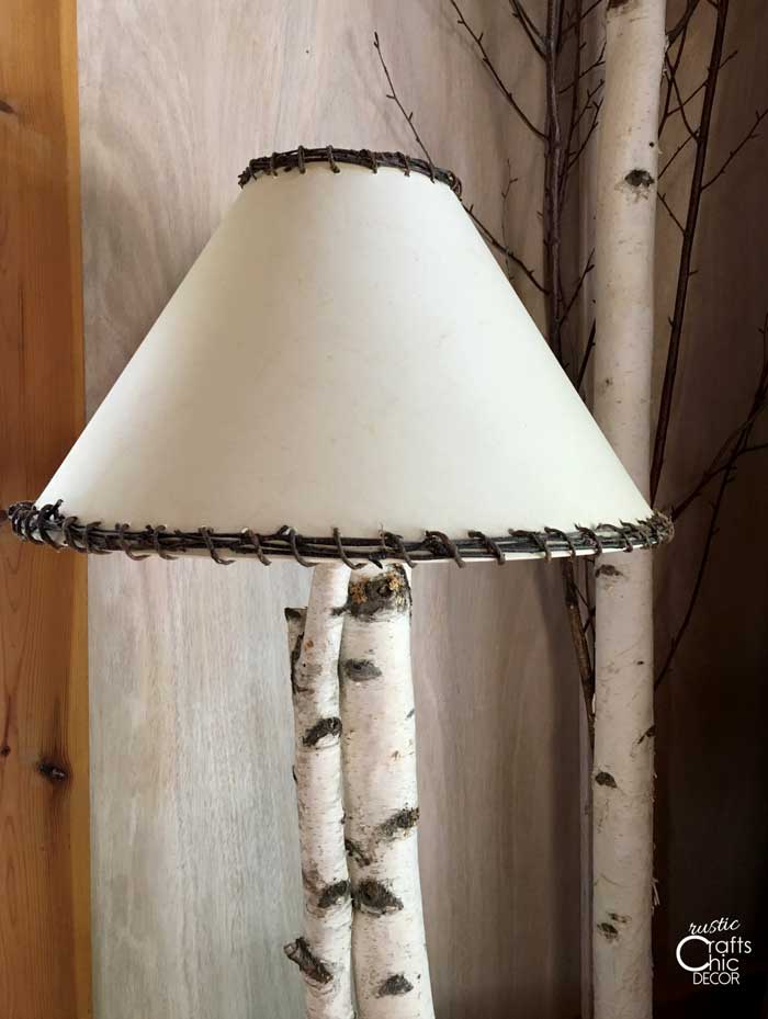 how to decorate a lampshade with branches