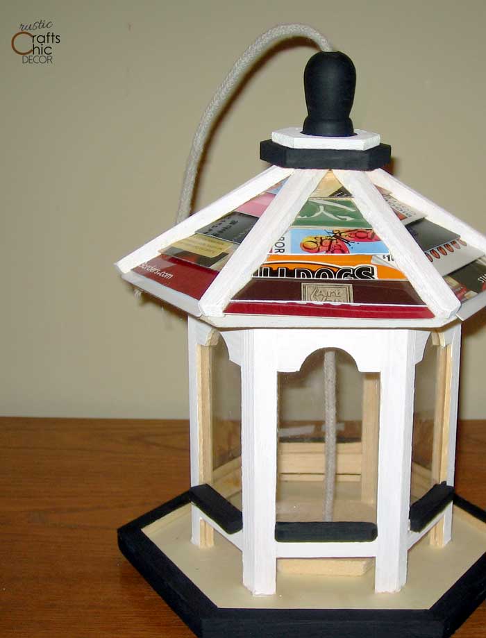 recycled credit card bird feeder