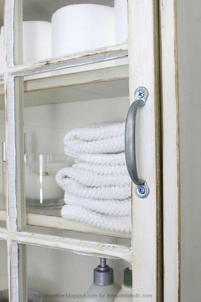 bathroom cabinet made from an old window