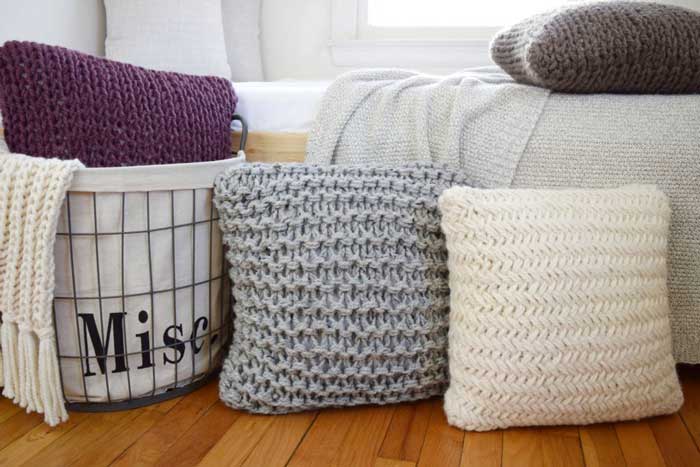Easy Garter Stitch Knitted Pillows - Lia Griffith