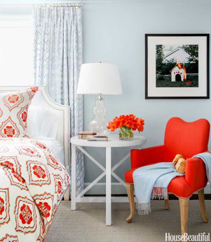 orange bedroom accents