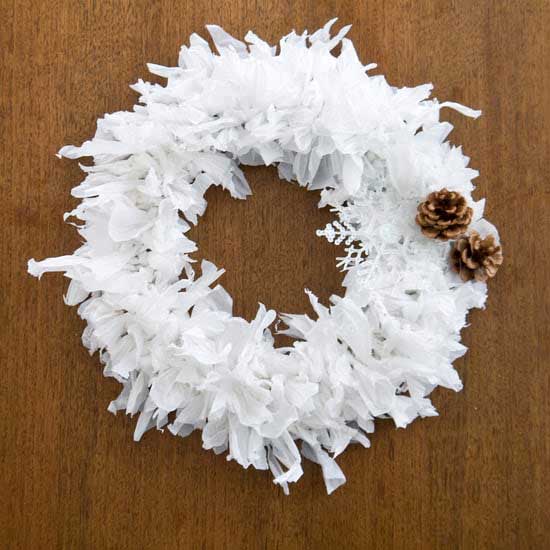 upcycled plastic bag wreath