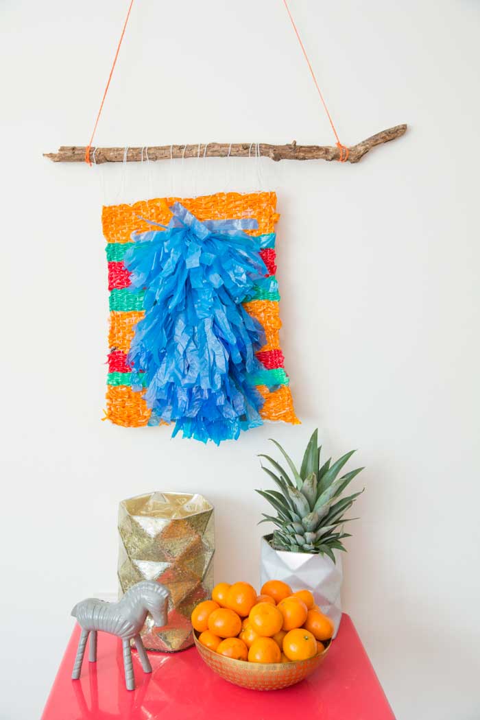 woven plastic bag wall hanging