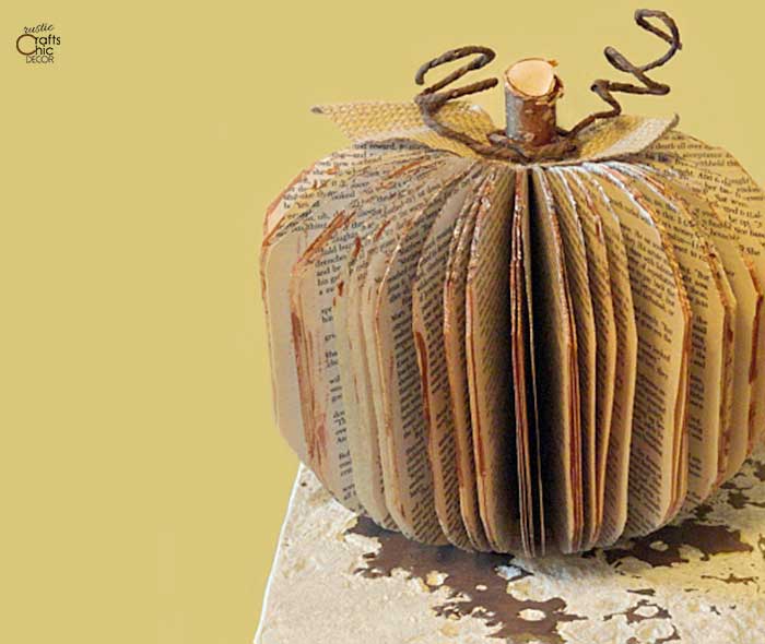 book page pumpkin - recycled Halloween crafts