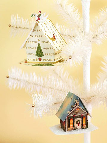 recycled Christmas card decor