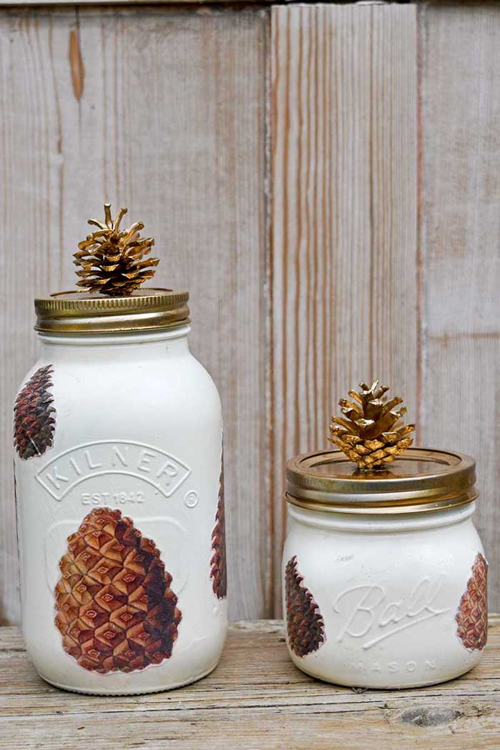 pine cone mason jars