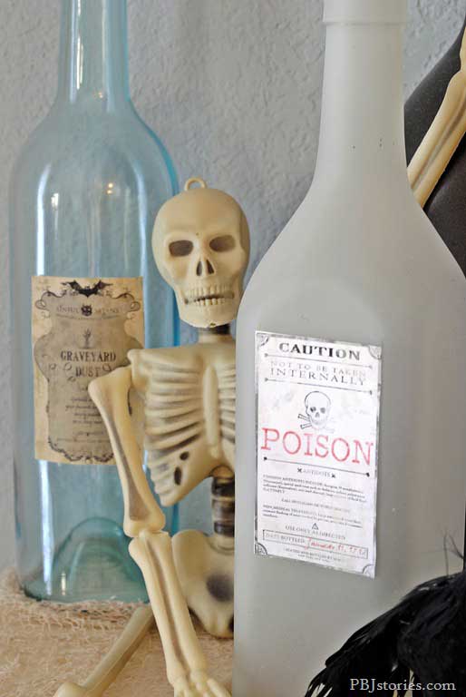 poison recycled bottles for Halloween