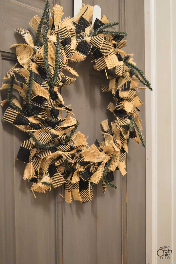 buffalo check burlap rag wreath