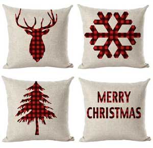 red buffalo check christmas pillow covers