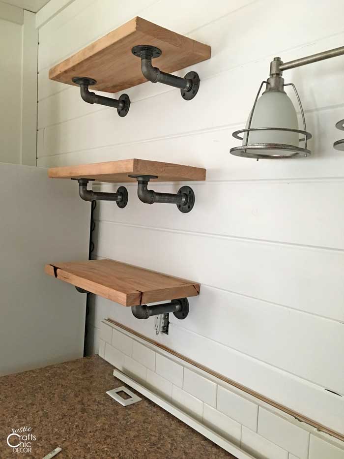 rustic open shelving