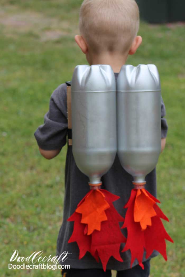recycling projects for kids - soda bottle jet pack