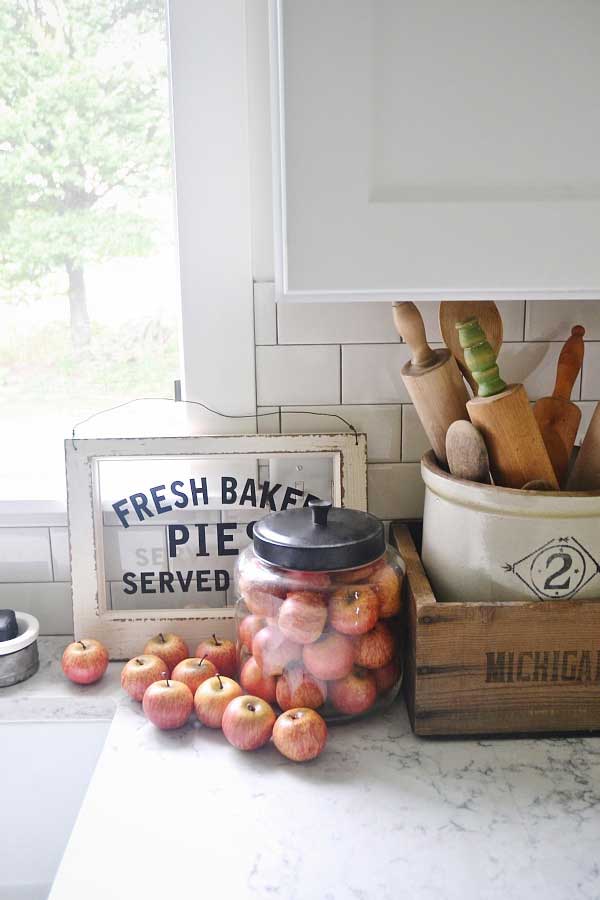 canister filled with fresh apples