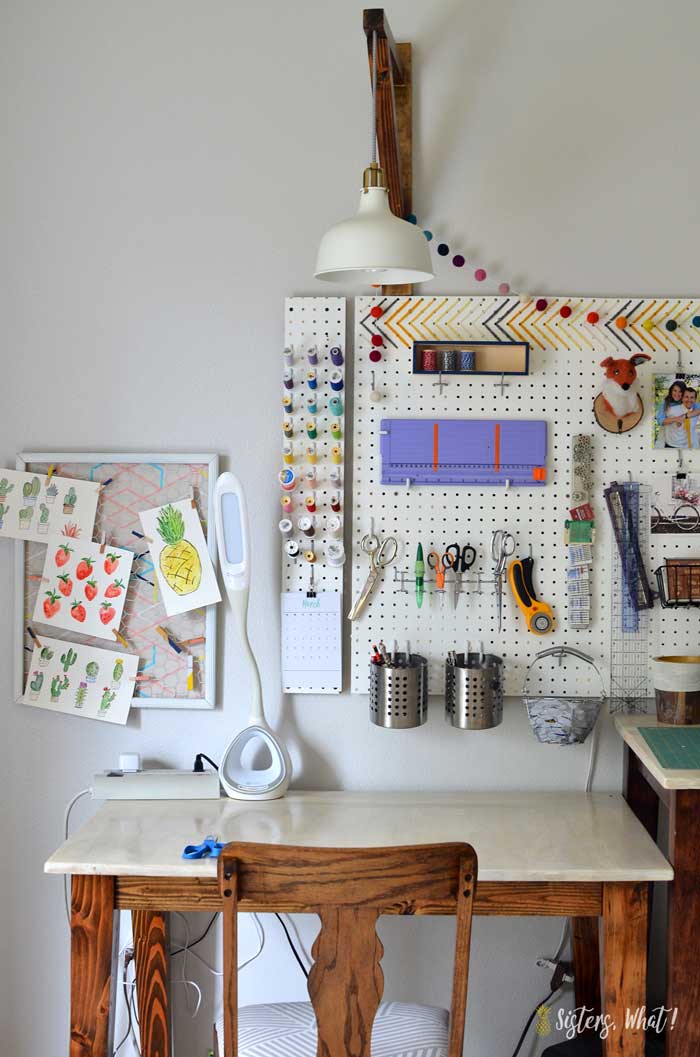 craft room pegboard organization