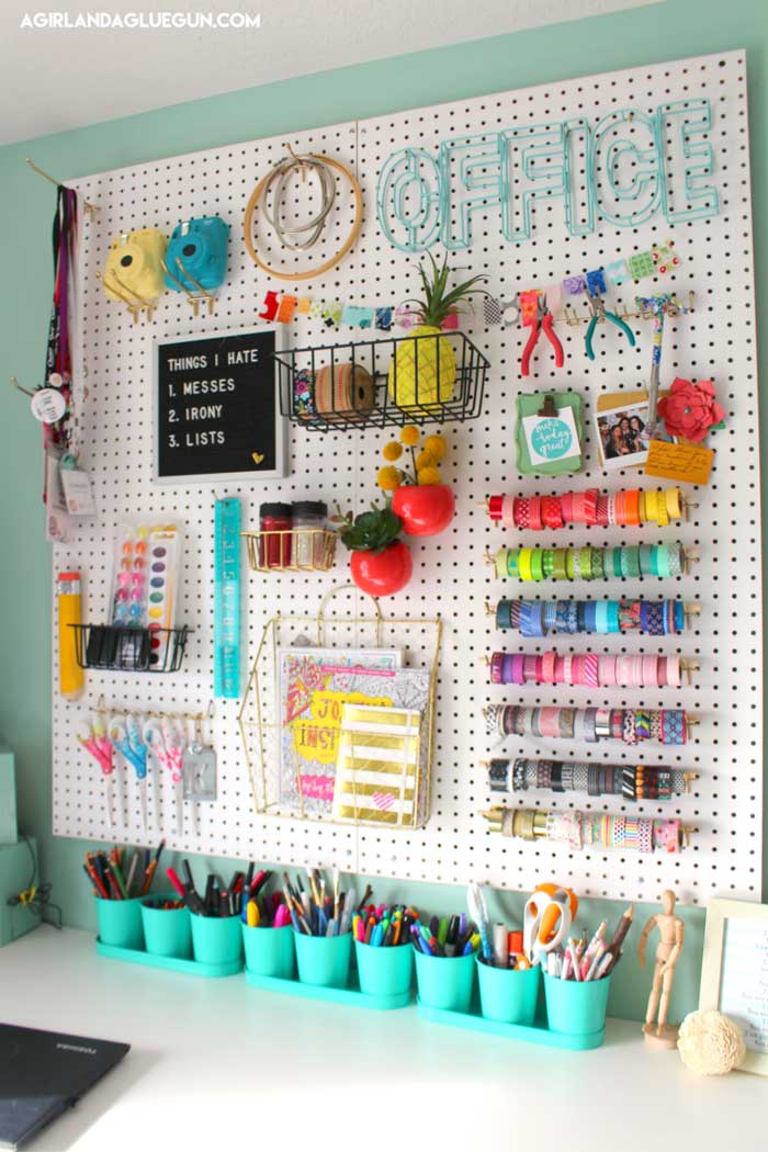 creative peg board craft storage