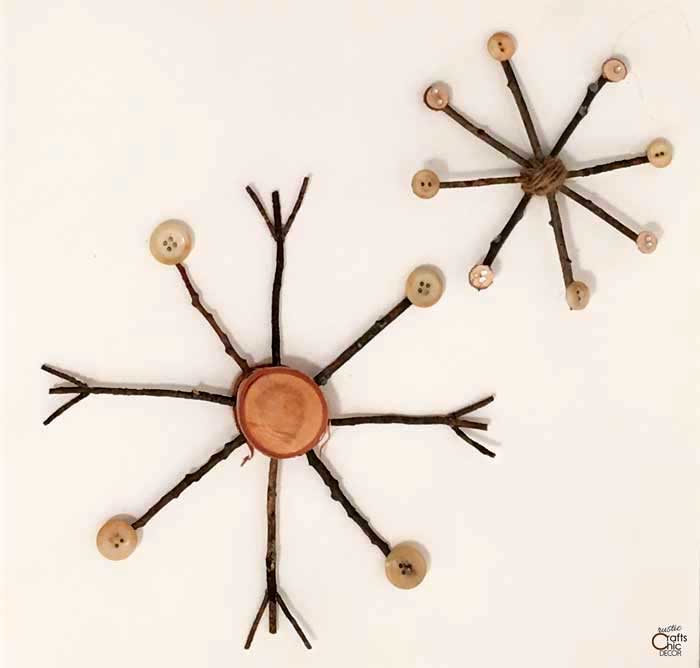 how to make twig snowflakes