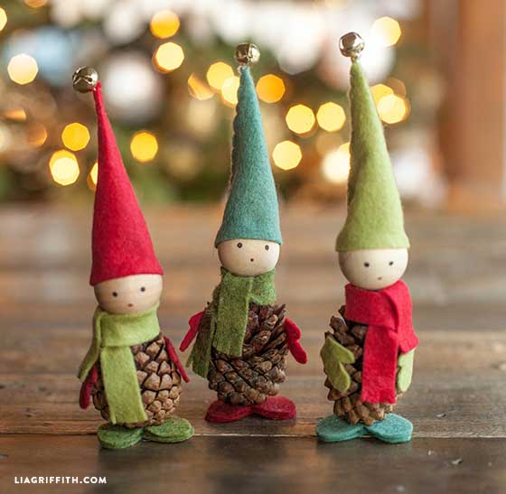 pinecone elf ornaments