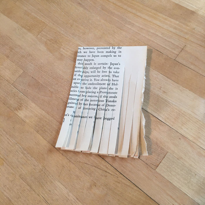 book page cut in strips