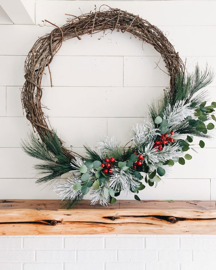 rustic grapevine christmas wreath