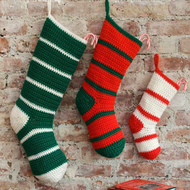 rustic crocheted christmas stockings