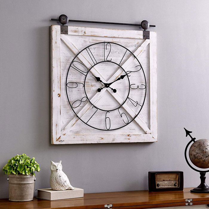 rustic farmhouse barn door wall clock