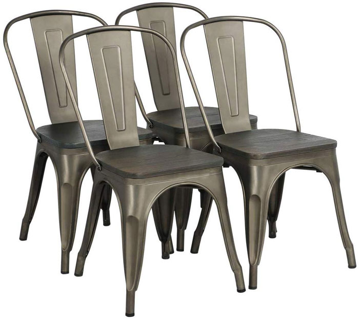 rustic industrial dining chair set