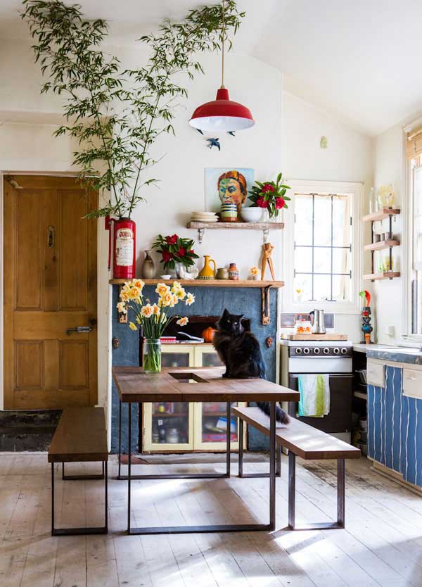 artsy and eclectic kitchen