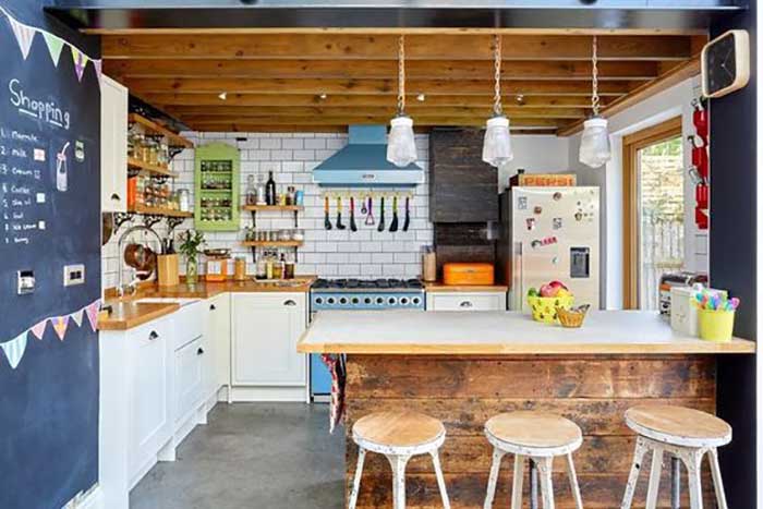 colorful modern rustic kitchen