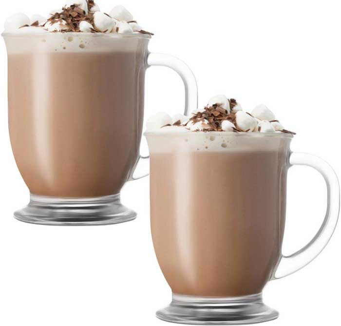 glass hot chocolate mugs