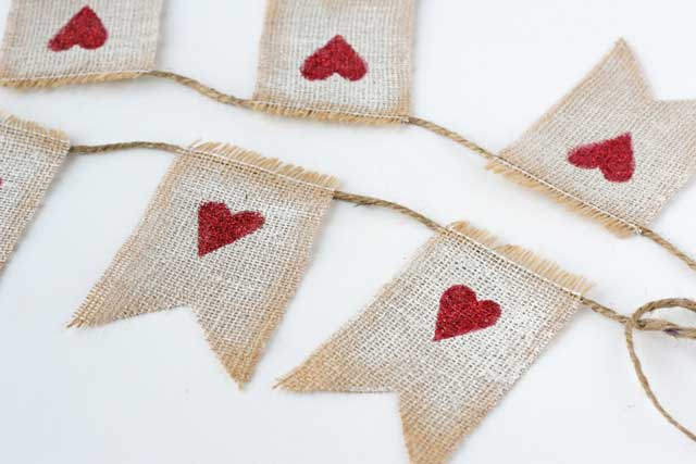 burlap heart garland craft