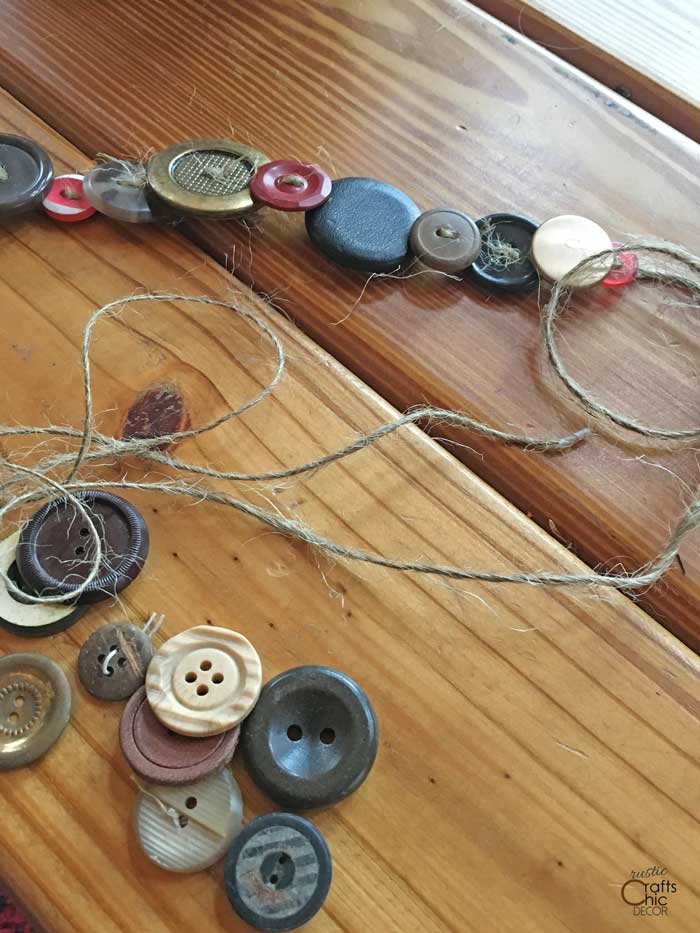buttons threaded on twine