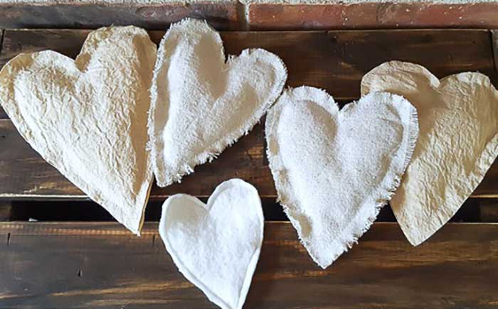 farmhouse fabric hearts