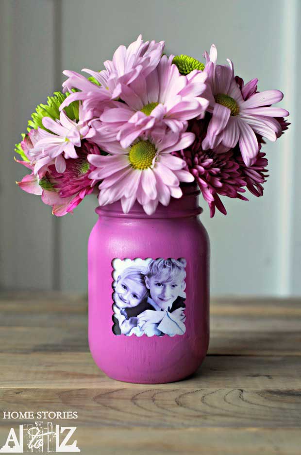 mason jar picture frame vase