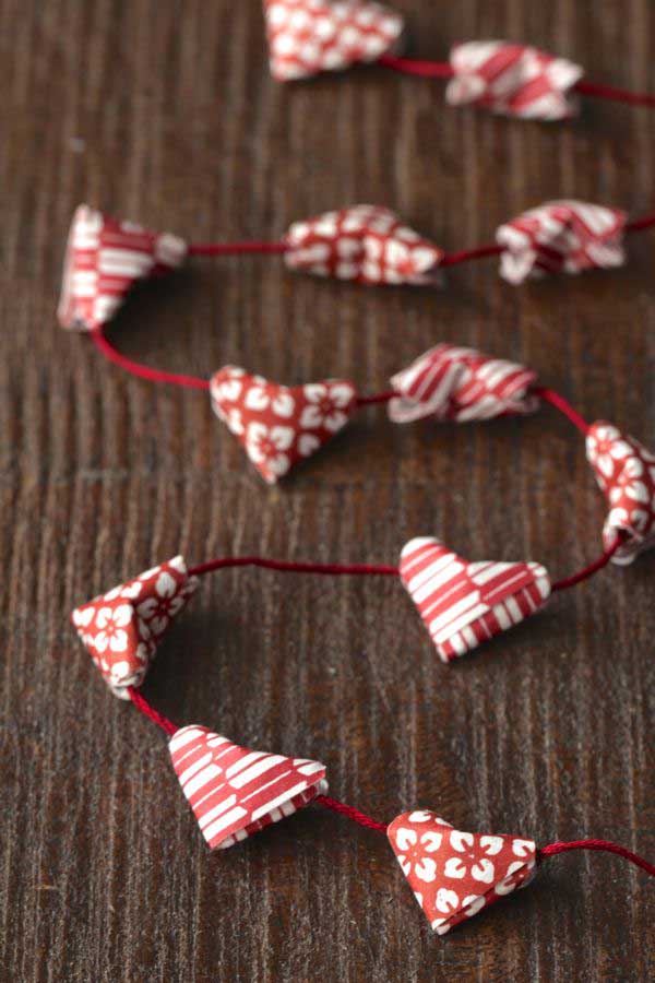 mini origami heart bunting