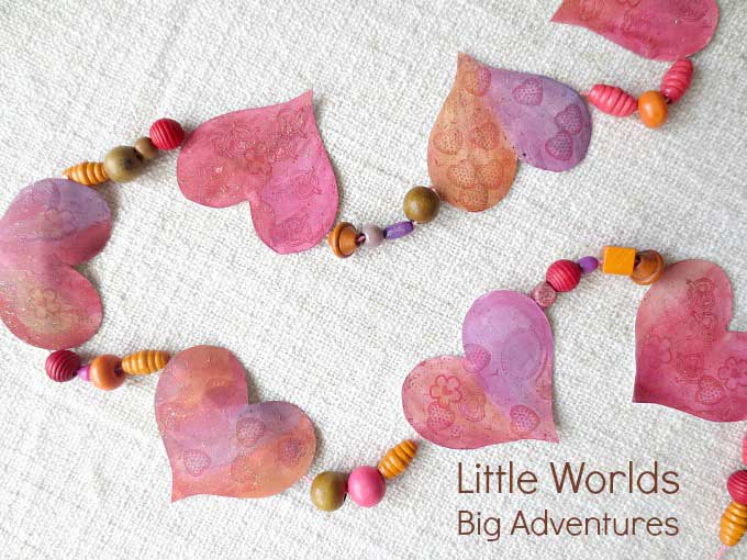 paper and bead heart garland